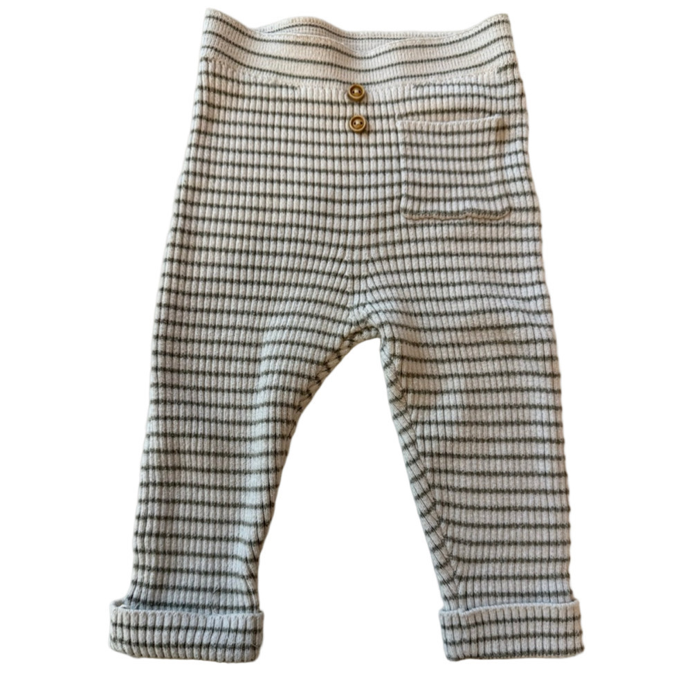 Baby Zara Pants 9-12 Months White & Gray Striped